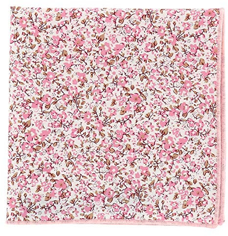 Pochette Costume Liberty Vieux rose et Blanc - Mouchoir de poche Homme Fleuri Rose vieilli - Accessoire à Fleurs pour Veste - Mariage champetre thème Floral