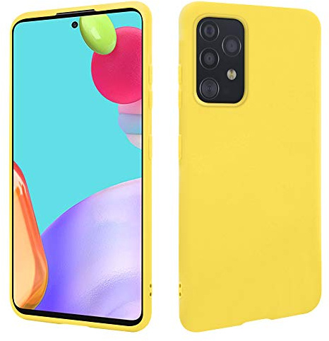 HSP Cover per Samsung Galaxy A52 5G/4G & A52s 5G, Custodia Silicone, Gialla | TPU morbido opaco, antiurto, antigraffio, tagli precisi, bordi rialzati, protezione telefono, phone e smartphone