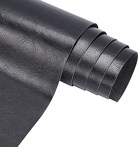 BENECREAT 33x140cm Schwarzer Kunstlederstoff Glatter Kunstleder Roll Canvas Rücken Für Taschen, Hüte, Schmuck, Nähen Und Dekorationen, 0.4 mm Dick