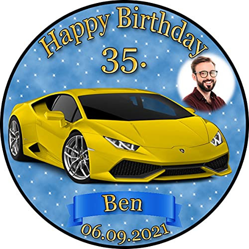 Tortenaufleger Fototorte Fahrzeuge Lamborghini FZ06 (Zuckerpapier) Rund 20 cm Ø mit Foto