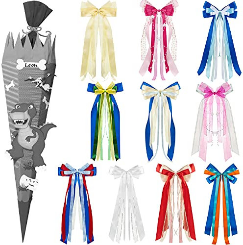 alles-meine.de GmbH Bastelset - Schultüte Farbe & Größe wählbar 70/85 / 100 cm - passende Bänder Schleife - Dino - Dinosaurier - Farbe frei wählbar - Bastelschultüte - Zuck..