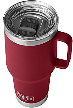 YETI Rambler 30 oz Travel Mug, Stainless Steel, Vacuum Insulated with Stronghold Lid, Harvest Red