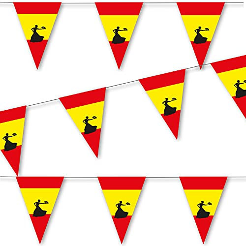 3,5m Wimpelkette * SPANIEN* als Deko für Länderparty | beidseitig bedruckt; aus Papier | Spain Espana Mottoparty Banner Girlande