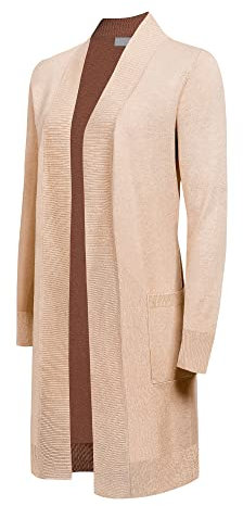 G-Style USA Lässiger Damen-Strickjacke, leicht, vorne offen, mit Taschen, Khaki, Medium