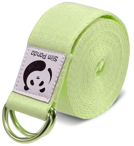 Slim Panda Baumwolle Yoga Gurt - Praktisches Yogagurt Zubehör für Dehnen und Fitness, Yoga Band mit Schiebeschnalle aus Metall, Gut für Anfänger & Fortgeschrittene, Mehrere Farben (180/250cm)