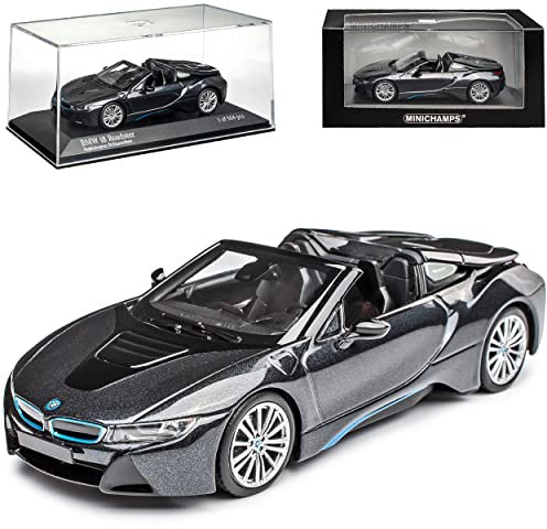 B*M*W I8 Roadster Cabrio Grau Metallic 2013-2020 limitiert 504 Stück Weltweit 1/43 Minichamps Modell Auto mit individiuellem Wunschkennzeichen