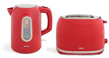 Livoo – Set petit déjeuner DOD160RC – Bouilloire : 1,7L, 1850-2200W, Grille-pain : 2 fentes, 700-850W
