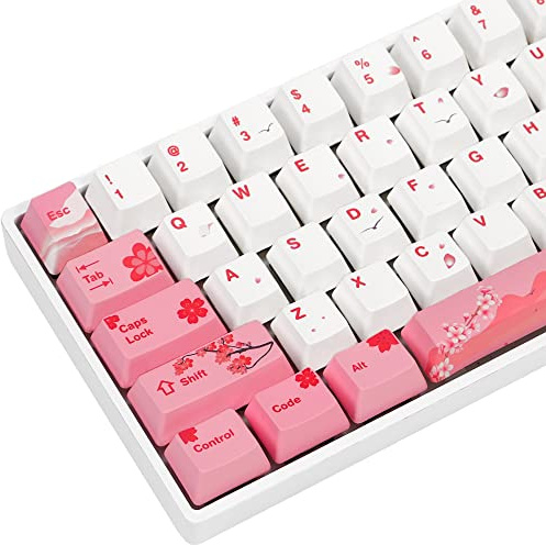 WHYSP OEM Profile PBT Dye-Sub Pink Keycaps 60 Percent, 136 Keys Custom Gaming Keycaps Compatiable for Cherry MX Switch Mechanical Keyboard