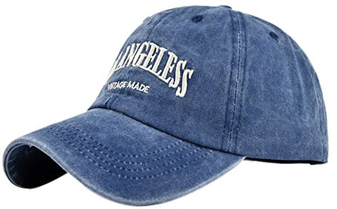 YULOONG Vintage Baseball Cap Stickerei LOS Angeles Washed Denim Trucker Cap 100% Baumwolle Sonnenhut für Männer Frauen Einstellbar Blau