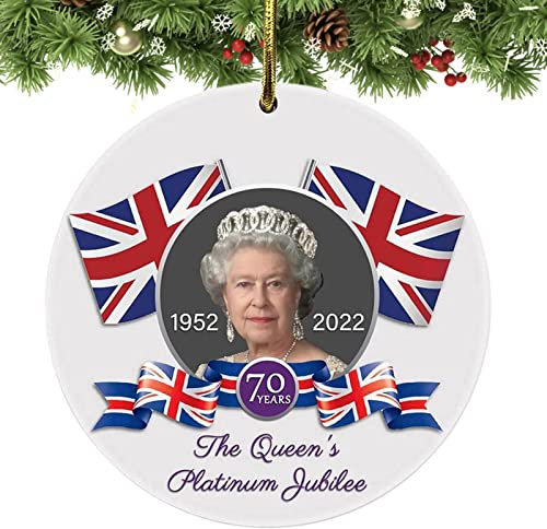 Aibyks Elizabeth Queen II Christbaumschmuck, Queen Elizabeth II Andenken Acryl Baum Anhänger, Trauerzubehör Hängende Verzierung für Weihnachtsbaum, Autorückspiegel, Tasche