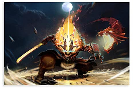 DOTA 2 Spiel 6 Leinwand-Poster, Wandkunst, Dekor, Druck, Bild, Gemälde für Wohnzimmer, Schlafzimmer, Dekoration, Rahmen: 30 x 45 cm