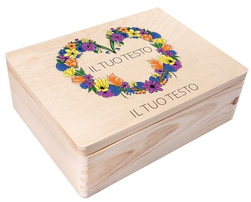 Creative Deco Il tuo Testo Personalizzata Scatola Regalo di Legno | Personalizzato Scatola dei Ricordi | Per Donna, Uomo e Coppie | Stampa a colori | Per Compleanno, Pasqua, Feste | Fiore