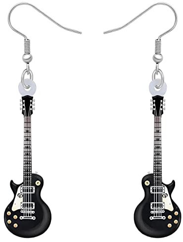 RAIDIN Acryl kreative Musik Bass E-Gitarre Ohrringe für Damen Mädchen Geschenk niedlich Baumeln Ohrringe Schmuck für Party Charms Dekorationen (Schwarz)
