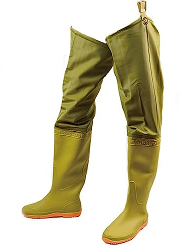 Bottes de pêche Bottes de Wading imperméables en PVC avec Boucle réglable, Semelle Oxford antidérapante, Bottes au Genou (Color : Yellow, Size : 43 EU)
