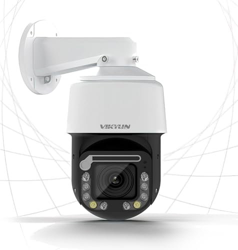 VIKYLIN 4K PTZ Outdoor Camera 8MP IP POE Auto Tracking Pan Tilt 18xOptical Zoom with Wiper,Spotlights Color Night Vision,AI Human/Vehicle Detection,2-Way Talk, SD (512GB)