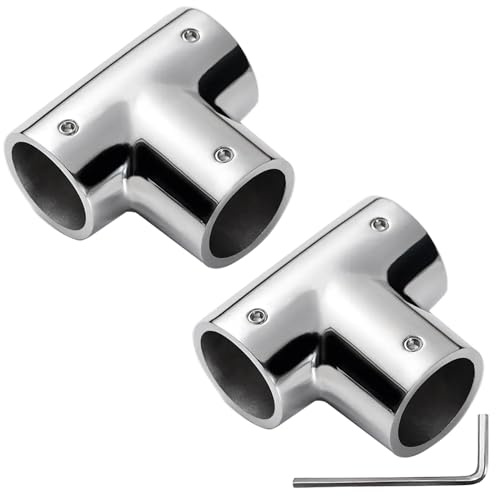 YANYUCB Lot de 2 tubes de raccord en T pour bateau en acier inoxydable 316 robuste avec clé hexagonale en forme de L (2,2 cm, 90°)