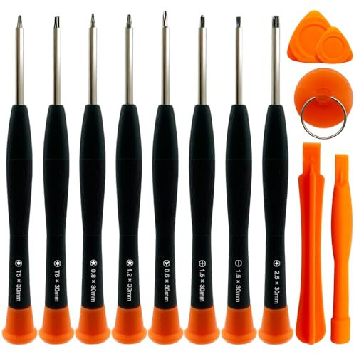Präzisions-Schraubendreher-Set, kompatibel mit iPhone MacBook, Phillips 1,5 mm PH000, Pentalobe-Schraubendreher P2 P5, Tri-Point Y000 0,6 mm, Torx T5 T6, Saugnapf, Hebelwerkzeug,