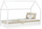 Homestyle4u 2591, Hausbett 90x200 Weiß Montessori Bett Kinderbett ausziehbar Bodenbett Bettgestell mit Lattenrost Kiefer