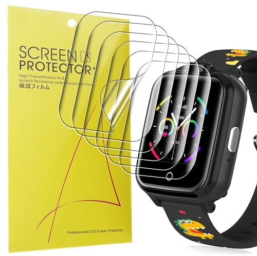Blueshaweu Screen Protector Compatible with OKYUK 4G Smartwatch for Children, HD Clear Flexible TPU Screen Protector [Pack of 6] for OKYUK T13 Kids Smartwatch (Transparent)