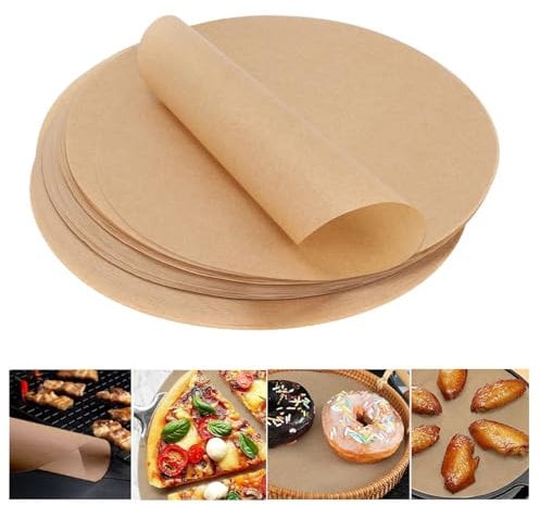 100 piezas de papel para hornear redondo, antiadherente, 30 cm, papel para hornear en blanco, papel para barbacoa, resistente al calor, para sándwich, papel de pergamino marrón para hornear