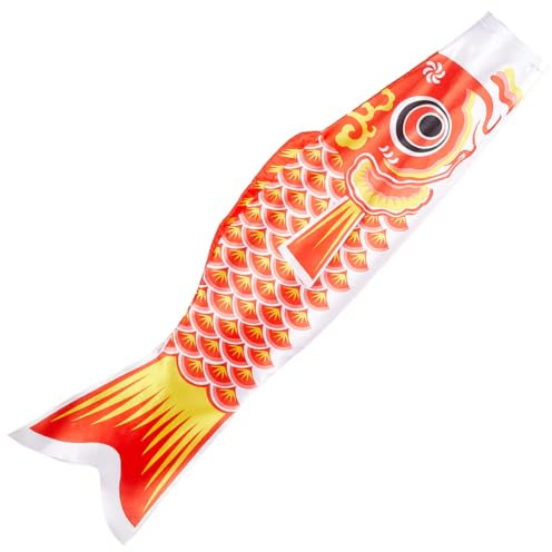 GORGECRAFT Manga de Viento de Pez Koi de 46.5 Pulgada Bandera de Carpa Naranja Y Roja Pancartas de Poliéster 3D Japonesas para Colgar Al Aire Libre Decoración Koinobori para Pared Árbol