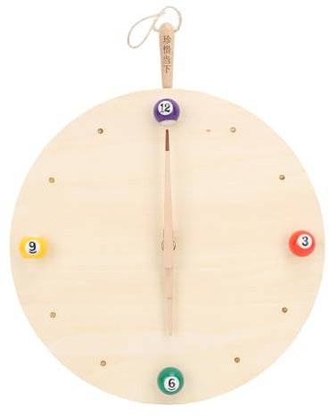 HELEVIA Billardkugel-Wanduhr, 30,5 cm, Schima Superba, Holz mit 2 Nägeln, Billard-Zeituhr Raumdekoration