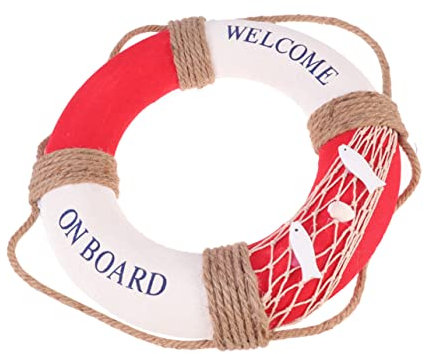 Gatuida 1stück Hängender Rettungsring Dekoration Mediterraner Stil Wanddeko Für Restaurant Bar Stilvolles Willkommensschild Aus Hochwertigem Material Roter Fisch