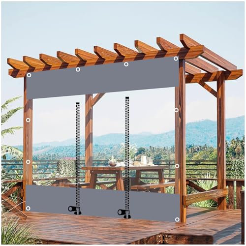 Panneaux Latéraux en Bâche Imperméable, Rideaux De Bâche Clairs, Rideaux De Bâche Extérieurs Pour Pergola Gazebo Carport, Bâche Transparente Pvc Avec Fermeture À Glissière,WxH-1.5x1.5m/4.9*4.9ft