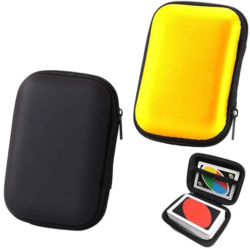 MXHBSTP 2 Pcs Playing Card Case, Card Game Case, Travel Games Playing Card Holder, Carry Case Card Storage Zippered Small Bag Travel Storage Organizer for Cards Carrying Case (Black,Yellow)