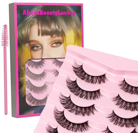 AKARA Ciglia Finte Naturali 7 Paia Russian Volume Ciglia Finte Russian Strip Ciglia Finte False Eyelashes Visone Artificiale Ciglia(Russian-R06)
