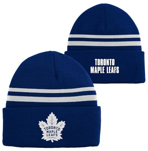 NHL Strickmütze für Kinder, Jugendliche 8–20, offizielles Kaltwetter-Design, gestreift, mit Bündchen, Toronto Ahornblätter, Einheitsgröße