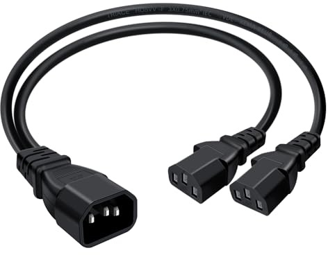 HuaLiSiJi C14 auf 2 C13 Netzkabel 10A 250V C13 C14 Splitter Netzsteckerkabel Verlängerungskabel Kaltgeräte Verlängerung für Verschiedene Elektrogeräte (0.3m)