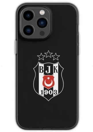 Gök-Türk Weiche Silikonhülle Hülle Besiktas BJK für iPhone 14, 14 Pro Max, 15, 15 Pro, 15 Pro Max,16, 16 Pro, 16 Pro Max - schwarz (14 Pro Max)