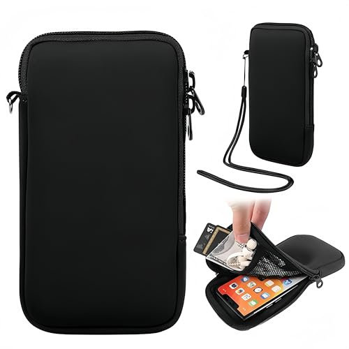 Zhenghebuy Custodia per Cellulare in Neoprene,Borsa Protettiva per Telefono Subacqueo con Cinturino,Universale Tasca per Cellulari con Cerniera 18 x 10 cm