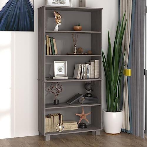SDWEHO7 Modern Highboard Anrichte Schrank mit 5 offenen Fächern, Mehrzweckschrank Standregal Bücherregal Wohnzimmer Regal, Hellgrau 85x35x180 cm