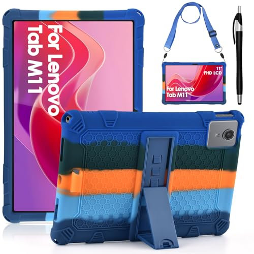 KATUMO Silicone Case for Lenovo M11 Tablet 11 inch(TB-330FU), Soft Rubber Cover with Stylus Pen Shoulder Strap, Kids Case Compatible with Lenovo Tab M11 2024 / LENOVO Xiaoxin Pad 2024