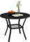 Outsunny Mesa de Jardín Exterior con Orificio para Sombrilla Mesa de Comedor Exterior Redonda con Encimera de Metal Estante Inferior y Estructura de Acero para Patio Terraza Ø90x73 cm Negro