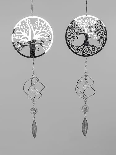 Dekorativer Hänger Baum mit Spirale 1 Stück Lieferumfang 52cm aus glänzendem Edelstahl mit Durchbruch und klaren Glaselementen verziert, Auswahl nach Verfügbarkeit