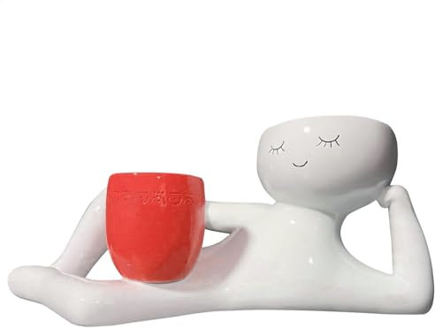 Pot de fleurs en résine - Cactus Garden - Drainage inclus - Pour grasses - Idéal pour terrasse, extérieur, décoration intérieure