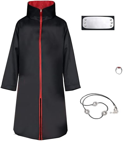 duzhengzhou Mantel Umhang für Erwachsener,9 Stück Cosplay Halloween Erwachsener Kostüm Mantel Umhang Cape mit Stirnband und Ring Halskette Zubehör für Karneval Fasching Halloween Weihnachten Party(S)
