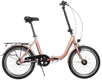 20 Zoll Faltrad – Leichtes Alu-Klapprad mit 3 Gang Nabenschaltung Nabendynamo, LED-Licht & Gepäckträger Kupfer