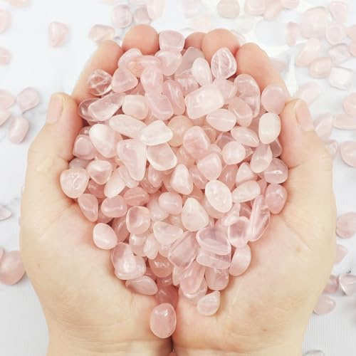 ginojex 435g Fisch Tank Kies Aquarium Dekorative Rose Quarz zerkleinert natürlichen Kristall Masse Tumbled poliert unregelmäßig geformte Vase Füller saftige Steine