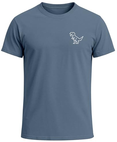 Neverless® Herren T-Shirt mit Dino Print – Lustiges T-Rex Logo auf der Brust – Kurzarm Baumwollshirt mit Grafikmotiv