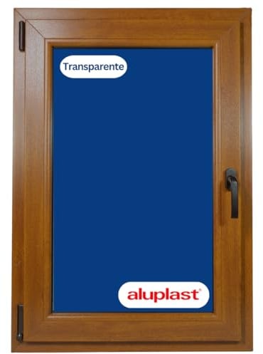Finestra in PVC rinforzato rovere dorato | vetro Climalit opaco | Profilo Aluplast | Consegna 24/48h (800 x 1000 Sinistra Trasparente)