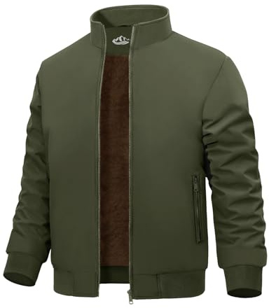 Xnova Blouson Bombers Homme d'hiver Chaud Blousons Aviateur Légère Doublée en Polaire Veste Imperméable mi Saison Thermique Bombardier Manteau Coupe Vent Zippée Travail
