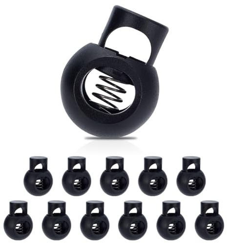 WEBEEDY 12 Stück Große Kordelstopper Federschnur Schlösser 15mm Loch | 3.4x4.4cm;kunststoff;schwarz kordelstopper;schnurstopper;kunststoff rutschen kordelklemme;für kordelzüge,taschen,schnürsenkel