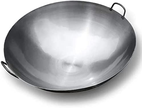 JYBNBBE Wok Hotel Chef Special Large Wok Home Binaural Big Iron Pot Vintage Extra Large Cooked Iron Commercial Woks & Poêles à Sauter, 45 cm,60cm