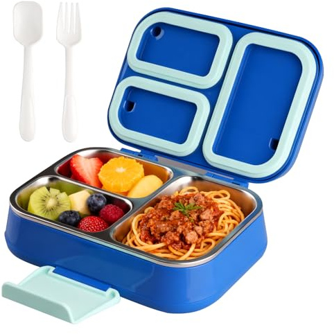Rongxze Brotdose Edelstahl Lunchbox mit drei Fächern Bento Box | Perfekt für Schule, Perfekt für Reisen