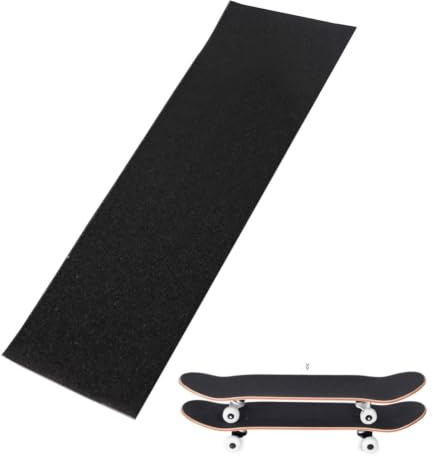 Jiakalamo Skateboard Grip Tape Sheet, 9 x 33 Inch Black Anti‑Slip Grip Tape, Bubble Free Waterproof Sandpaper Griptape, Easy to Cut & Apply for Skateboards, Scooters, Longboard, Stairs(Black)