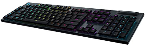Logitech G915 LIGHTSPEED Wireless Mechanical Gaming Keyboard with low profile GL-Tactile key switches, LIGHTSYNC RGB, Ultra thin design, 30+ hours battery life - Black (Renewed)